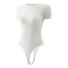 Body moldeador de una pieza para mujer con mangas cortas, control de abdomen, levantamiento de glúteos, adelgazante, ajustado, estilo europeo y americano, body tipo tanga abotonado