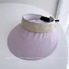 Sombrero de Paja Tejido Patchwork Moda de Copa Abierta para Mujer Verano Transpirable Versátil para Adelgazar la Cara Sombrero de Sol para Vacaciones Viajes Sombrero de Sol
