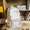 Mochila de novo estilo para meninas, na cor azul, com design estiloso, múltiplos compartimentos, adequada para alunos do ensino fundamental das séries 3-5, um conjunto de duas peças e o moderno estilo "pain bag".