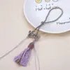Cuerda de Mano Nudo Chino Colgante de Borla Estilo Tíbet Accesorios Lanyard para Teléfono DIY Colgante para Coche Colgante de Borla con Perla Dorada