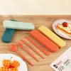 Juego de Cubiertos de Paja de Trigo para Viaje al Extranjero, Camping al Aire Libre, Estudiante, Portátil, Cuchillo, Tenedor, Cuchara y Palillos, Juego de Cuatro Piezas, Entrega Directa de Fábrica