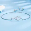 Nuevo Anillo de Diamante Corazón Eterno en Forma de Corazón Pulsera de Empujar y Tirar Figura de Ocho Corazón Moda Europea y Americana Pulsera para Mujer