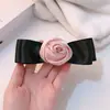 Pinza para el pelo con lazo de rosa rosa para mujer, elegante de alta calidad, estilo Chanel, pinza para flequillo de rosa, pinza lateral, accesorios para el cabello