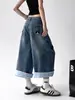 Shorts de Mezclilla Bordados Vintage Estilo Americano para Mujer, Novedad Verano 2026 Retro Holgados Adelgazantes de Pierna Ancha