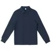 Camisa Polo de Manga Longa para Homens, Primavera e Outono, Caimento Solto, Casual e Versátil, Camiseta Masculina Lisa