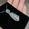 Pendente de Colar com Feijão da Sorte Pequeno em Jade Espumado de Calcedônia Natural S925 Prata Esterlina Pendente de Feijão Verde Novo Estilo Chinês Estilo Nacional