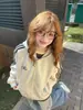 Moletom Cardigan com Capuz Três Listras High Street Americano para Mulheres no Outono e Inverno Estilo Esportivo Solto Jaqueta com Zíper Top Ins