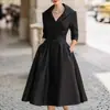 Moda Femenina Europea y Americana 2025 Sitio Independiente de Amazon Vestido Elegante Formal Ceñidor de Cintura Adelgazante Elegante Vestido Largo de Manga Larga
