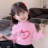 Y2551# camiseta de manga longa de veludo para meninas primavera e outono camiseta básica infantil jaqueta infantil grande nova camiseta da moda primavera e outono