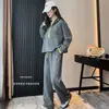 Conjunto Deportivo Casual Versátil Adelgazante Holgado Estilo Coreano Nuevo Otoño/Invierno para Mujer Sudadera con Capucha y Pantalón de Chándal Conjunto de Dos Piezas