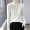 2026 Ropa Interior de Punto de Manga Larga con Medio Cuello Alto para Mujer, Estilo Nuevo de Otoño e Invierno Transfronterizo, Ajuste Delgado, Estilo Coreano