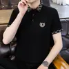 Camiseta de Algodão Seda de Gelo Manga Curta Meninos Verão Nova Personalizada Casual Tendência Camisa Polo Manga Meia Manga Top com Gola Verão