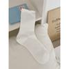 Calcetines de mujer con orejas de madera en blanco y negro, de color liso, con forma de corazón hueco, de malla fina, transpirables, de verano, japoneses