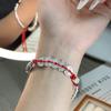 Pulseira de prata esterlina 9999, pulseira feminina com cinco imperadores, corda vermelha enrolada, pulseira fashion all-match, corda vermelha, sentido avançado