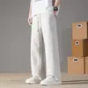Pantalones de forro polar para hombre para otoño e invierno, corte holgado, versátiles, pantalones largos casuales de algodón, pantalones rectos de moda estilo Hong Kong, pantalones de chándal deportivos