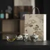 Conjunto de Chá Casual para Presente das Dinastias Tang e Song, Conjunto de Chá Kung Fu com Design Manuscrito Estilo Antigo "Wu Shi Xiaoshen", Conjunto de Chá para Casa