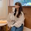 Camisa Base de Renda com Manga Lanterna para Mulheres, Camisa Patchwork com Gola Redonda Estilo Coreano Primavera 2026, Top Elegante de Manga Longa