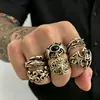 Anéis Europeus e Americanos de Venda Quente Transfronteiriça Conjunto de Anéis Crânio Escuro Aranha Anel Retrô Joias Estilo Punk Acessórios de Joias Novo