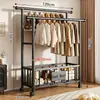 Perchero de pie para dormitorio, uso doméstico, perchero de doble barra engrosada, perchero simple, estante de almacenamiento de ropa