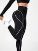 Pantalones de yoga transfronterizos para mujer, ropa deportiva para mujer, diseño de cintura en V para deportes al aire libre, bloques de color, realce de glúteos, cintura alta, control de abdomen, pantalones largos