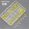 6 Cajas Remache Metálico Arte de Uñas Joyería Al por Mayor Estrella Dorada de Seis Puntas Luna Estrella de Cinco Puntas Accesorios de Decoración Metálica para Uñas