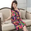 Vestido de Noite de Algodão Puro Tecido de Verão para Mulheres de Meia-Idade e Idosas Tamanho Plus Algodão Seda Simples Casual Vestido de Algodão Seda