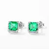 Brincos de Prata S925 com Esmeralda de Cultivo para Mulheres, Brilhantes Cravejados com Diamantes, Versáteis para Uso Diário, Presente, Brincos Vintage de Alto Padrão
