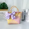 Cesta de Flores Tejida a Mano Colorida Bolso de Regalo Bolso de Regalo de Mano para Vacaciones Boda Bolso de Playa Cesta de Verduras