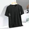 Camisa de Seda de Hielo de Manga Corta Lista para Usar del Fabricante para Hombre, Verano, Delgada, de Secado Rápido, Malla, Top Deportivo, Camiseta de Media Manga, Ropa de Verano