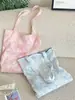 67172 Bolsa Tote Bordada Tie-dye Fresca com Galho Floral Bolsa de Tecido Pequena Floral de Ombro Único Bolsa de Mão Grande Capacidade para Meninas