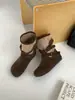 Botines casuales de estilo coreano para mujer que aumentan la altura, puntera redonda, para otoño e invierno, con hebilla de cinturón, cómodas botas estilo Martin de cuero ante