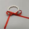 Joyería Transfronteriza Europea y Americana de Venta Caliente Elegante Corte Francés Perla de Imitación Borla de Cinta con Cordones Collar de Lazo para Mujer