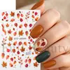 Pegatinas Transfronterizas para Uñas Hoja de Arce Japonesa Rojo-Marrón Retro Hojas Caídas Bellota Líneas Onduladas Adhesivo Posterior Pegatinas para Uñas