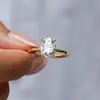 Anillo Ovalado Bañado en Oro de 18K Anillo de Plata S925 con Moissanita para Mujeres Lujo Accesible Transfronterizo Cuatro Garras