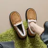 Weiwei Girl 75-103 Mocasines de Suela Gruesa Forrados de Lana para Mujer Zapatos de Algodón Peludos Cálidos de Invierno Zapatos de Piel Pequeños de Una Pierna