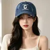 Gorra de Béisbol de Mezclilla Estilo Retro Americano Unisex con Agujeros, Desgastada, Bordado de Letras, Gorra de Pico, Protección Solar, Sombrero de Sol