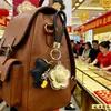Colgante para Teléfono Flor de Dinero Texturizada en Oro Macizo Artesanía Shuibei, Llavero de Cuerda de Cuero de Caballo Pequeño Lindo Estilo Ins para Novia