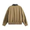 Chaqueta Corta de Mezclilla Lavada Estilo Punk para Hombre de Moda con un Diseño Único, Cremallera de Doble Extremo, Bloques de Color y Cuello de Solapa Abrigo de Trabajo