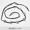Accesorios para Ropa de Mujer Cadena Larga Negra Decoración de Vestido Estilo Étnico Cinturón Bohemio Accesorios con Borlas Cadena de Cuentas