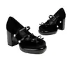 Sapatos de camada única para comércio exterior com sola grossa, Mary Jane com fivela, sapatos de salto alto 33 grossos plus size camurça Amazon sapatos com laço 43 mulheres