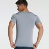 Camiseta de Manga Corta Sin Costuras de Seda de Hielo para Hombre Verano Delgada Ajustada Top Deportivo Juvenil Elástico Fitness Secado Rápido Ropa
