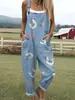 Pantalones de tirantes casuales de verano con estampado floral digital 3D para mujer, transfronterizos de Amazon Europa y América