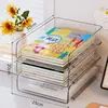 Caja de almacenamiento para libros estantería para estudiantes organizador rectangular transparente de escritorio estante para almacenamiento de libros y documentos en el aula