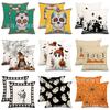 Almofada de Halloween Mais Vendida Transfronteiriça Estampa de Caveira Abóbora Material Linho Almofada Decorativa Americana de Halloween