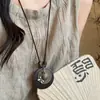 Colar longo de madeira em formato de gota d'água vintage para mulheres, nova corrente para suéter com pingente estilo chinês de verão, acessório estilo étnico