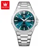 Relógio Masculino Oulisi Marca Comércio Exterior Transfronteiriço Pulseira de Couro Venda Quente Quadrado Impermeável Duplo Calendário Quartzo