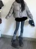 Saia Midi de Lã Cinza com Fenda para Mulheres, Novo Estilo Primavera e Outono 2025, Cintura Alta, Justa ao Corpo, Linha A, Shorts Saia Curto que Molda o Quadril