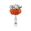 Regalo de Halloween acrílico para portapase médico con carrete retráctil para gafete gato negro pequeño calabaza fantasma portapase retráctil