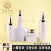 Set de botellas octogonales para cuidado de la piel en stock 30ml 120ml botella con atomizador 30g 50g botella para crema botella de plástico blanco perlado