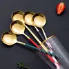 Cuchara de acero inoxidable 304 estilo coreano para uso doméstico, cuchara redonda popular, engrosada para comer, mezclar y servir arroz, disponible para venta al por mayor con impresión de logotipo